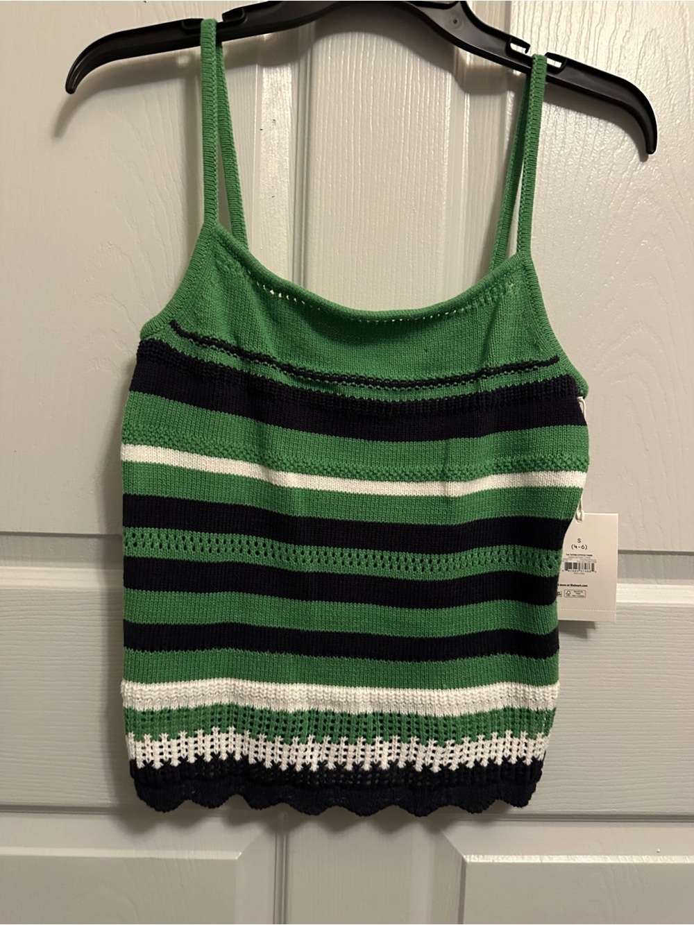 Green Striped Knit Camisole Tank Top - Women's